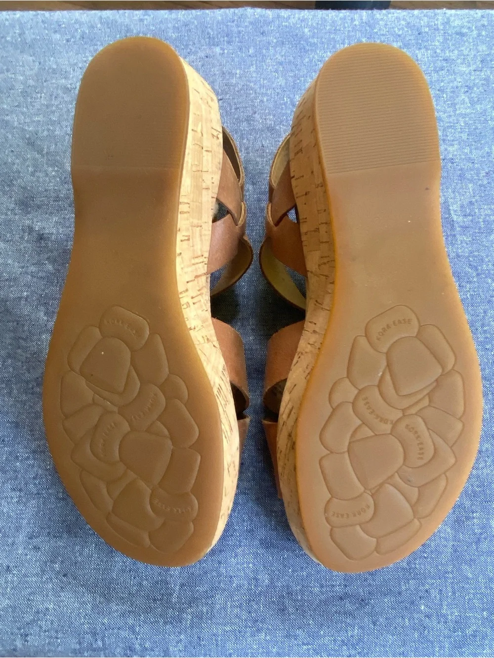 Kork-Ease Brown Leather Cork Wedge Sandals